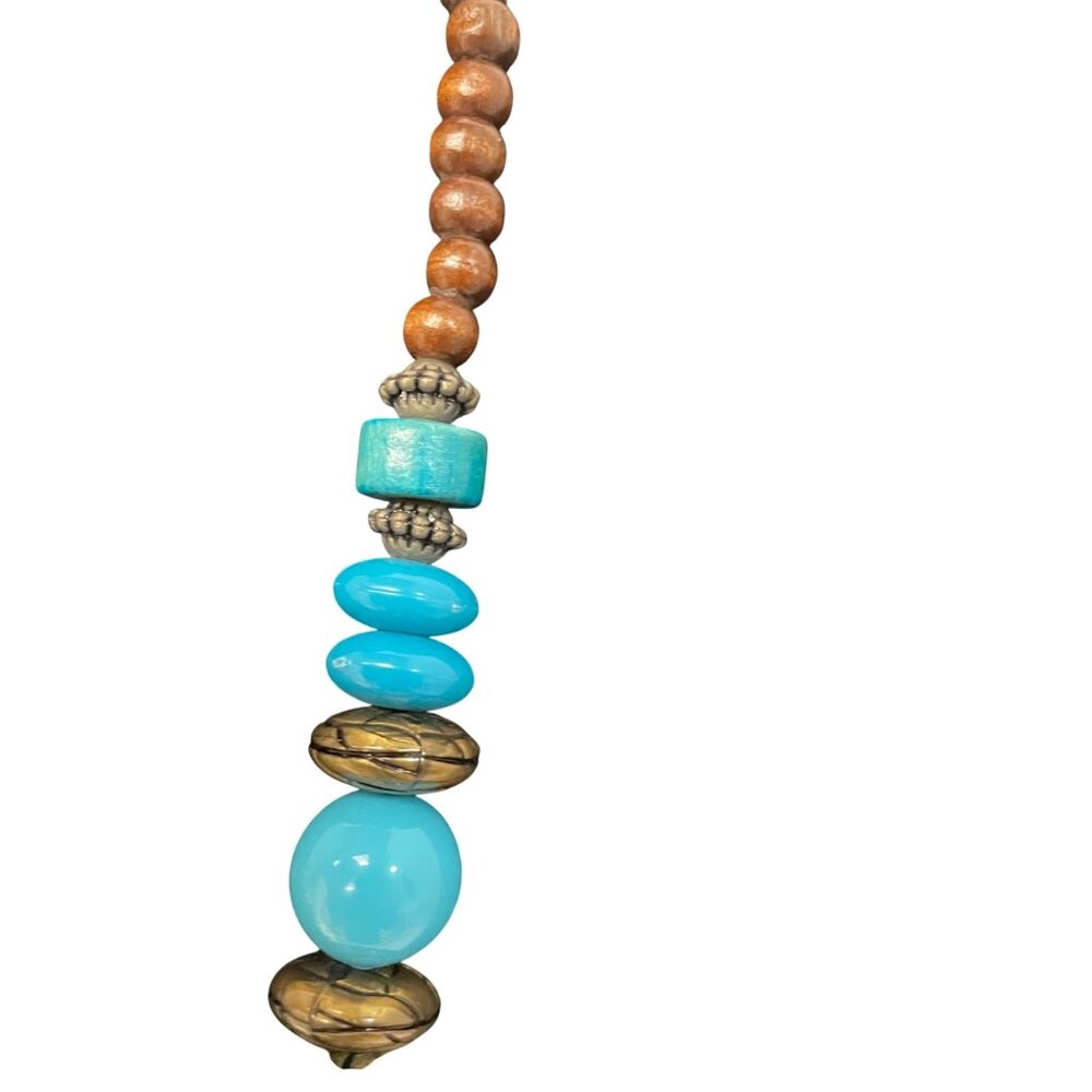 Handcrafted Statement Necklace With Turquoise Bea… - image 5